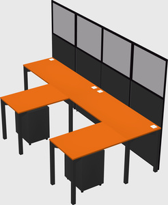 Shared l-shaped cubicle