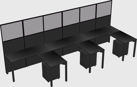 Shared l-shaped cubicle