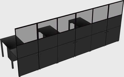 Shared l-shaped cubicle