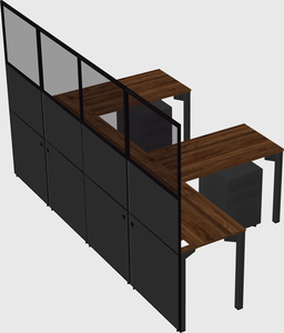 Shared l-shaped cubicle
