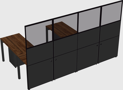 Shared l-shaped cubicle