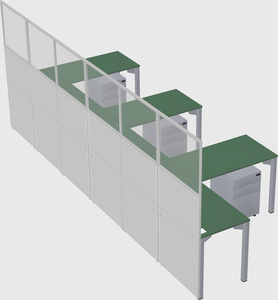 Shared l-shaped cubicle