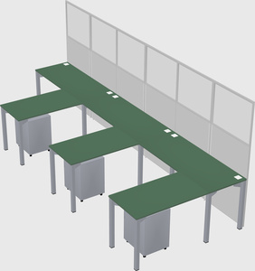 Shared l-shaped cubicle