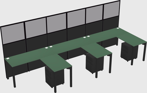 Shared l-shaped cubicle