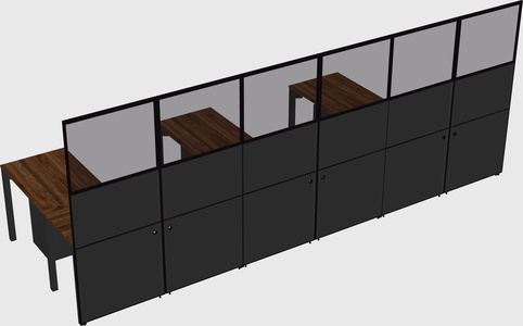 Shared l-shaped cubicle