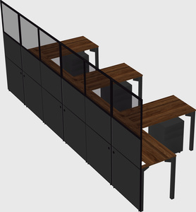 Shared l-shaped cubicle