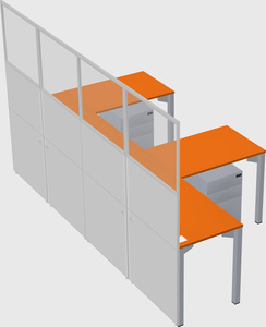 Shared l-shaped cubicle