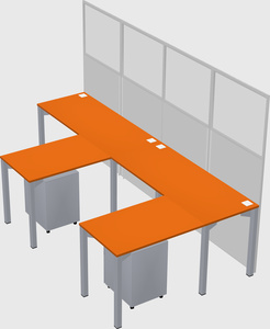 Shared l-shaped cubicle