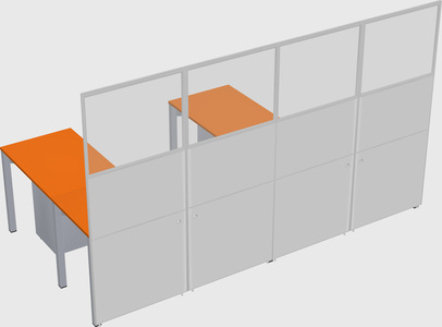 Shared l-shaped cubicle