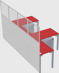 Shared l-shaped cubicle