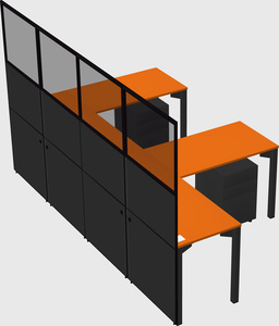 Shared l-shaped cubicle