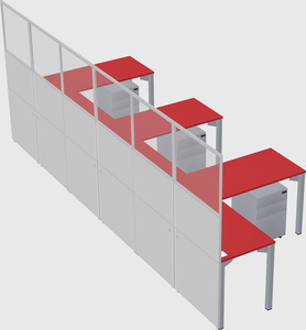 Shared l-shaped cubicle