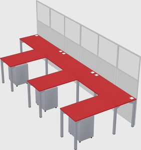 Shared l-shaped cubicle