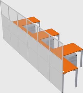Shared l-shaped cubicle