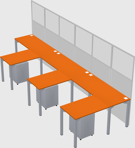 Shared l-shaped cubicle