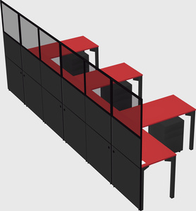 Shared l-shaped cubicle