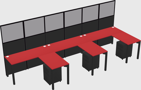 Shared l-shaped cubicle