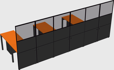 Shared l-shaped cubicle