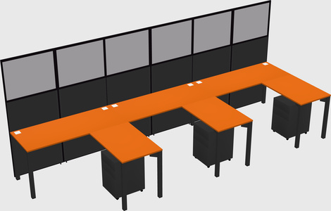 Shared l-shaped cubicle