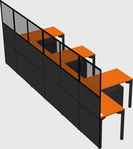 Shared l-shaped cubicle