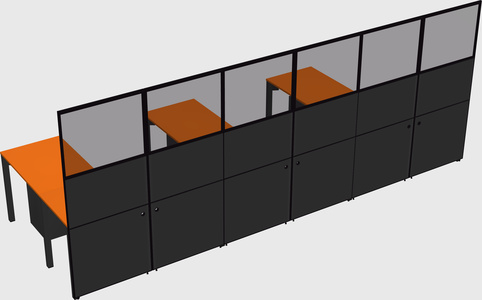 Shared l-shaped cubicle