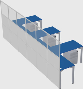 Shared l-shaped cubicle