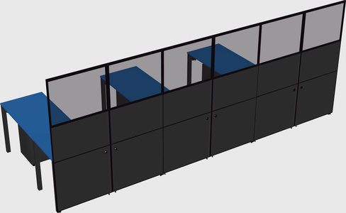 Shared l-shaped cubicle