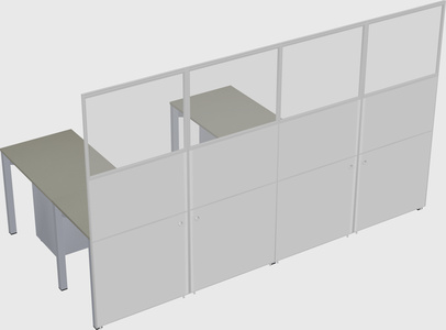 Shared l-shaped cubicle