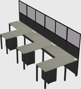 Shared l-shaped cubicle