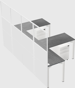 Shared l-shaped cubicle