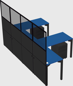 Shared l-shaped cubicle