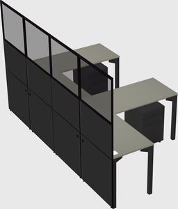 Shared l-shaped cubicle