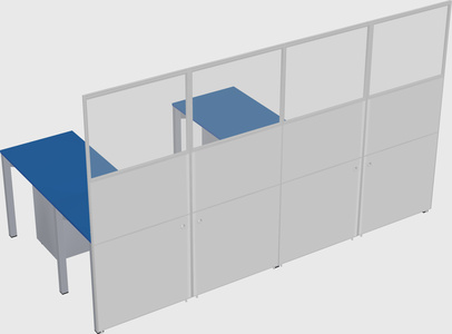 Shared l-shaped cubicle