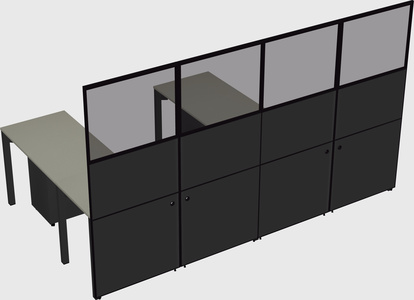 Shared l-shaped cubicle