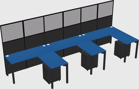 Shared l-shaped cubicle
