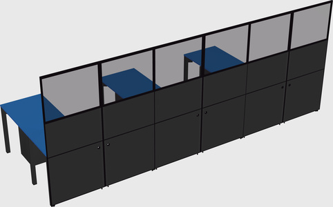 Shared l-shaped cubicle