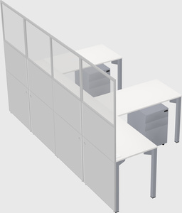 Shared l-shaped cubicle