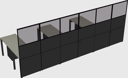 Shared l-shaped cubicle
