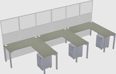 Shared l-shaped cubicle