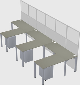 Shared l-shaped cubicle