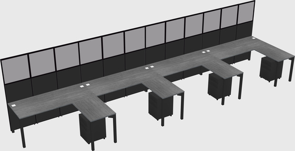 Shared l-shaped cubicle