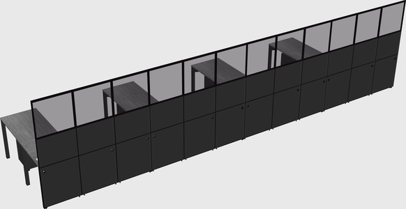 Shared l-shaped cubicle
