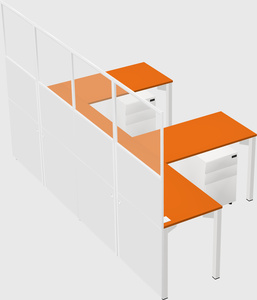 Shared l-shaped cubicle