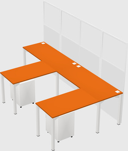 Shared l-shaped cubicle