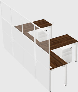 Shared l-shaped cubicle