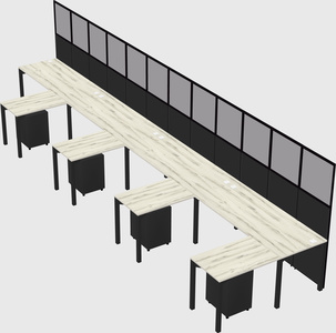 Shared l-shaped cubicle