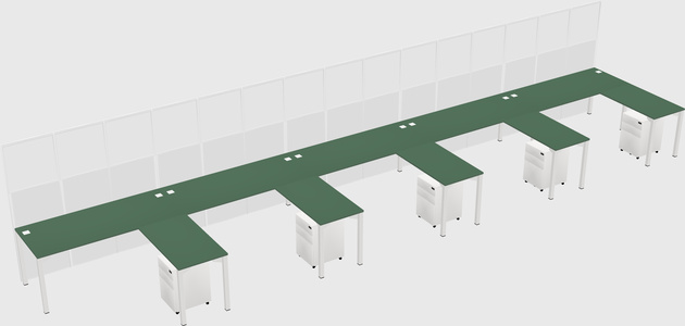 Shared l-shaped cubicle