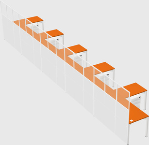 Shared l-shaped cubicle