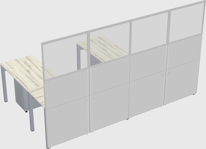 Shared l-shaped cubicle