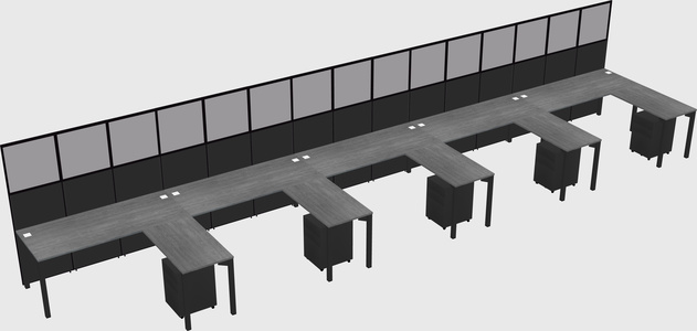 Shared l-shaped cubicle
